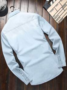 Manfinity Homme Nam Áo denim Bông Rửa thuốc tẩy Túi có nắp Without Tee - Rửa nhẹ - Xem 2