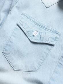 Manfinity Homme Nam Áo denim Bông Rửa thuốc tẩy Túi có nắp Without Tee - Rửa nhẹ - Xem 3