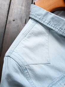 Manfinity Homme Nam Áo denim Bông Rửa thuốc tẩy Túi có nắp Without Tee - Rửa nhẹ - Xem 4