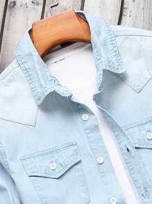 Manfinity Homme Nam Áo denim Bông Rửa thuốc tẩy Túi có nắp Without Tee - Rửa nhẹ - Xem 6