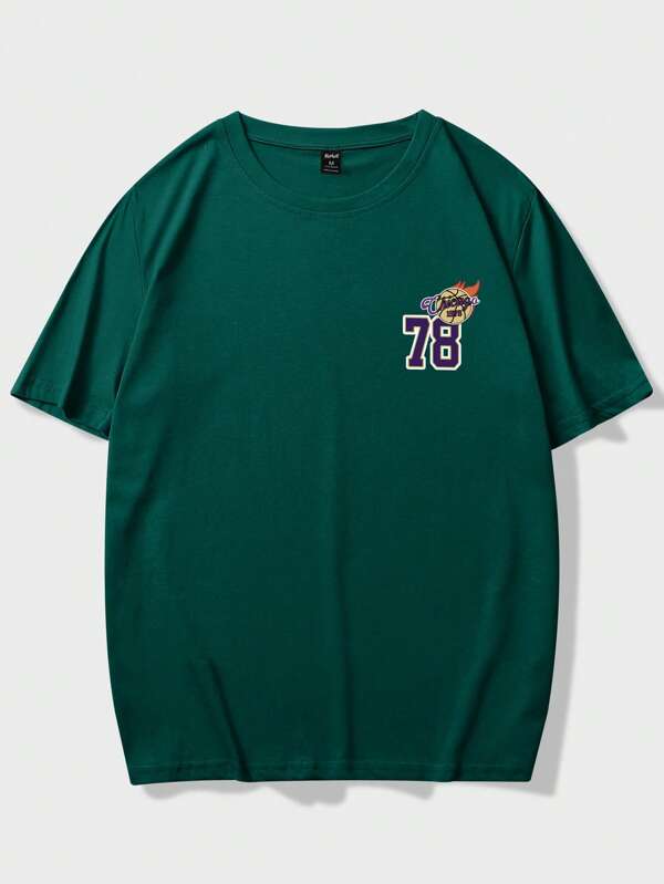 ROMWE Prep Guys Basketball & Letter Graphic Tee SHEIN USA