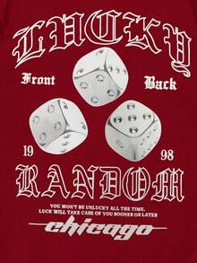 ROMWE MEN Street Life Hombres Camiseta con slogan dado con estampado - Rojo - Ver 4