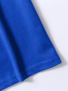 ROMWE MEN Prep Áo thun nam bóng rổ & chữ cái, trường học - Xanh đậm - Xem 5