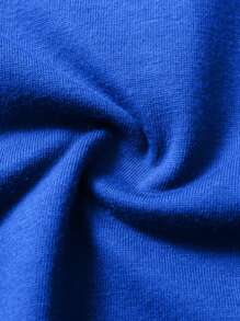 ROMWE MEN Prep Áo thun nam bóng rổ & chữ cái, trường học - Xanh đậm - Xem 6