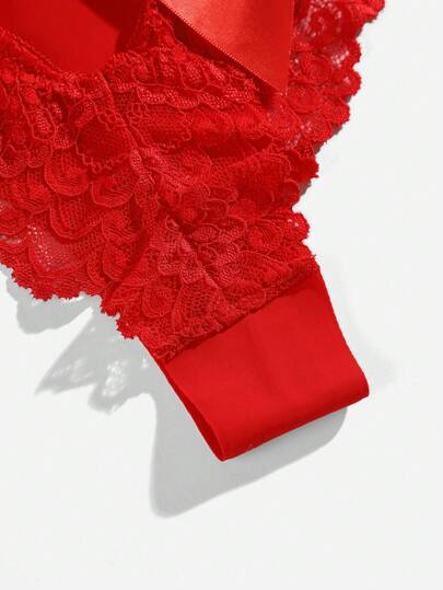 Bloemen Kanten Bow Back Slipje Lingerie Tie view 6