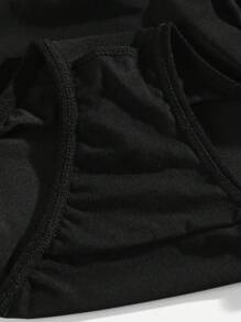 Contrast Lace Bow Decor Panty Lingerie Bow Tie - Black - View 6