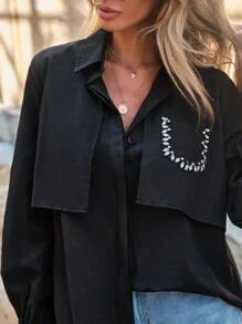 RueChic 水鑽細節前紐扣襯衫