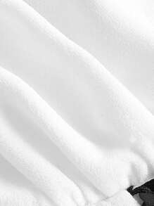 SHEIN MOD 繫帶撞色滾邊緊身上衣寬肩帶上衣 - 白色 - 查看 6