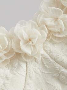 SHEIN MOD Floral Applique Ruffle Hem Cami Top - Apricot - View 5