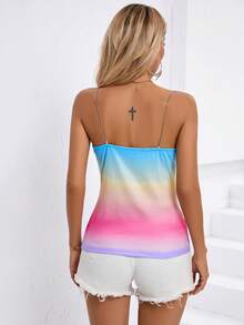 SHEIN Essnce Ombre Draped Collar Chain Detail Cami Top - Multicolor - View 6