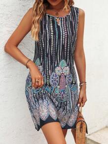 SHEIN LUNE Đầm Cắt ra Bộ lạc Boho - Nhiều màu - Xem 1