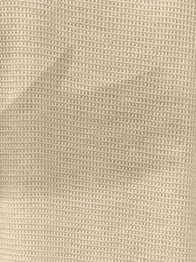 SHEIN LUNE Contrast Lace Raglan Sleeve Waffle Knit Sweatshirt - Beige - View 7