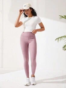 Yoga Basic Solid Crop Sports Tee - White - View 6