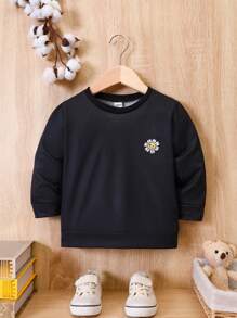 SHEIN 男嬰花和標語圖案運動衫