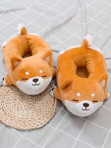 女式卡通狗設計模糊新奇拖鞋，時尚室內家居拖鞋 - 橘色 - 查看 2