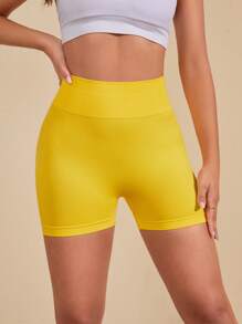 Lifespree Wide Waistband Sports Shorts - Yellow - View 5