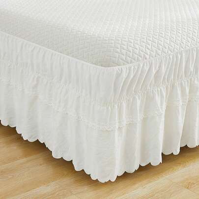 1 chiếc ga phủ giường kiểu nông trại màu trắng thanh lịch, chất liệu microfiber mềm mại, dễ lắp đặt, phù hợp trang trí phòng ngủ, tạo vẻ mộc mạc sang trọng, thích hợp cho mọi mùa.