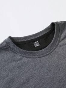 Manfinity Homme 男士素色T恤和腰部抽繩短褲 - 灰色 - 查看 4