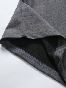 Manfinity Homme 男士素色T恤和腰部抽繩短褲 - 灰色 - 查看 5