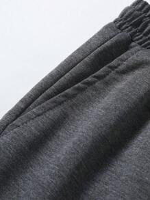 Manfinity Homme 男士素色T恤和腰部抽繩短褲 - 灰色 - 查看 7