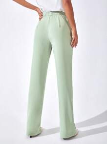 BizChic Solid Split Hem Suit Trousers - Mint Green - View 2