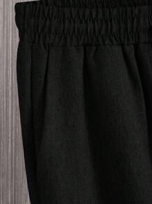 Manfinity Homme 男士素色襯衫&腰部抽繩長褲不帶T恤 - 黑色 - 查看 4