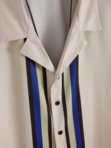 Manfinity RSRT Men Striped Trim Shirt & Drawstring Waist Shorts - Apricot - View 5