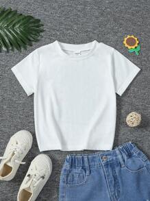 SHEIN Young Girl Slogan & Cartoon Graphic Tee - White - View 2