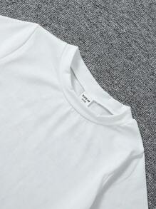 SHEIN Young Girl Slogan & Cartoon Graphic Tee - White - View 3