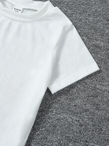 SHEIN Young Girl Slogan & Cartoon Graphic Tee - White - View 5