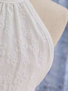 SHEIN 女大童提花無袖腰帶吊脖派對禮服 - 白色 - 查看 4