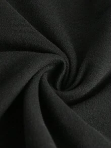 ROMWE 抽繩褶邊交叉後綁帶騎行褲 - 黑色 - 查看 4