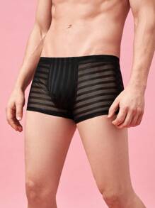 Men 1pc Sheer Boxer Brief - Black - View 4