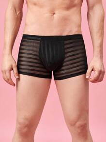 Men 1pc Sheer Boxer Brief - Black - View 3