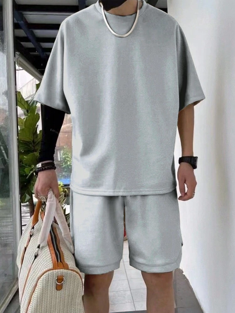 Manfinity Hypemode Casual Eenkleurig Tweedelige outfit man Koord - Grijs - Bekijken 1