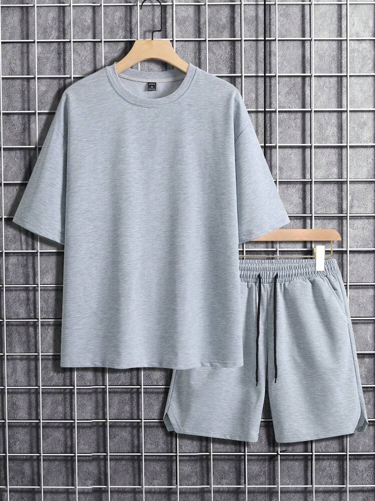 Manfinity Hypemode Casual Eenkleurig Tweedelige outfit man Koord - Grijs - Bekijken 3