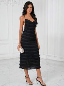 SHEIN BAE Criss Cross Backless Cami Dress - Black - View 1