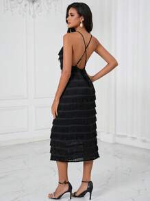 SHEIN BAE Criss Cross Backless Cami Dress - Black - View 2