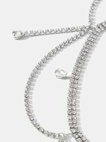 SHEIN SXY 奢華鋅合金水鑽裝飾腰鏈適合女士日常裝飾 - 銀色 - 查看 4