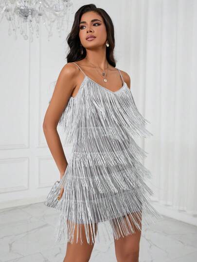 Aveloria Modichic Vestido camisero con flecos, vestido de fiesta de Navidad y vacaciones