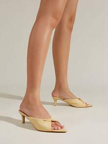moda amarillo Sandalias para con diseño girante con tacón cono Sandalias planas - Amarillo - Ver 4
