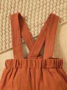 SHEIN 嬰兒男孩熊印花蝴蝶結前衣身+吊帶褲 - 彩色 - 查看 7