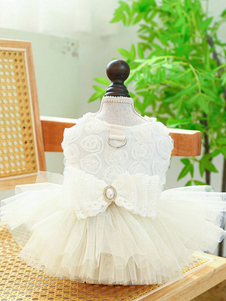 1 Váy Thú Cưng Trang Trí Nơ, Váy Thú Cưng Mềm Mại Thoáng Khí Màu Trắng Cho Mùa Hè Cho Chó Mèo - trắng - Xem 1