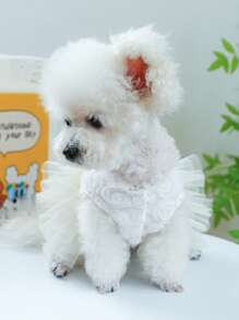 1 Váy Thú Cưng Trang Trí Nơ, Váy Thú Cưng Mềm Mại Thoáng Khí Màu Trắng Cho Mùa Hè Cho Chó Mèo - trắng - Xem 2