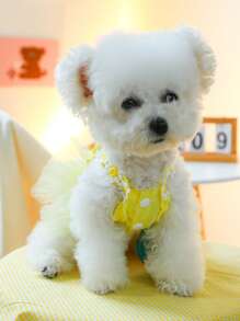 1入組兔耳朵裝飾寵物黃色的透氣柔軟的寵物連衣裙適用於狗狗適合夏天 - 黃色 - 查看 4