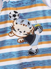 Đứa bé trai Sọc & Đồ họa Hoạt hình Romper tổng thể & Áo thun - Nhiều màu - Xem 3