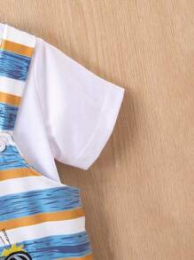 Đứa bé trai Sọc & Đồ họa Hoạt hình Romper tổng thể & Áo thun - Nhiều màu - Xem 4