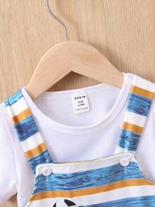 Đứa bé trai Sọc & Đồ họa Hoạt hình Romper tổng thể & Áo thun - Nhiều màu - Xem 6