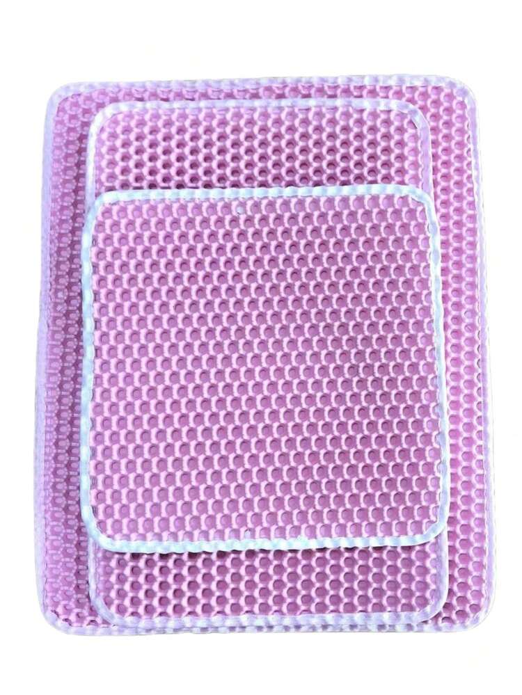 1pc Double Layer Cat Litter Mat - Pink - View 4