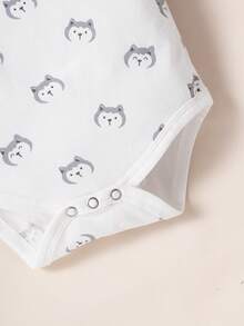 Đứa bé trai Đồ họa Hoạt hình Áo liền quần chặt & Mũ - trắng - Xem 4